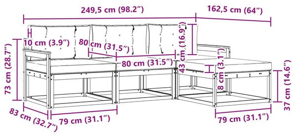 Kültéri kanapé szett párnával 4 pcs Természetes és antracit