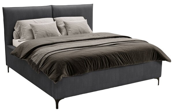 Franciaágy 180 cm Camtana (fekete) (ágyráccsal) (tárolóhellyel)