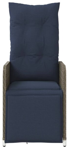 Szürke polyrattan dönthető kerti szék párnákkal