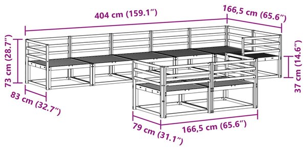 Kültéri kanapé szett 8 pcs Természetes Tömör Akácfa