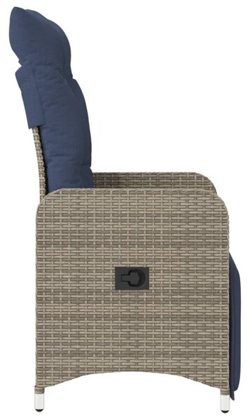 Szürke polyrattan dönthető kerti szék párnákkal