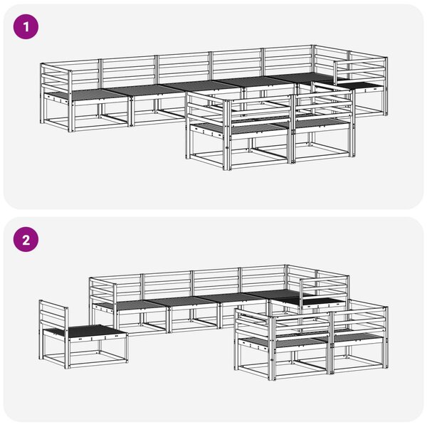 Kültéri kanapé szett 8 pcs Természetes Tömör Akácfa