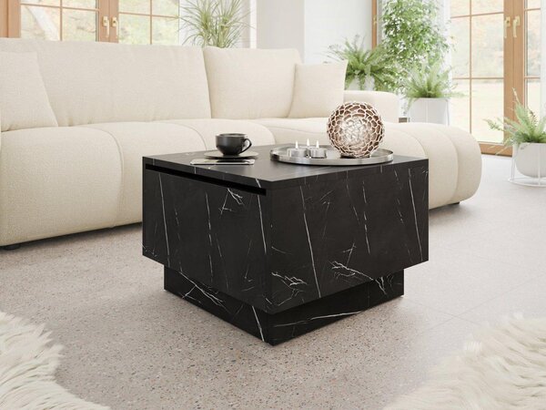 Dohányzóasztal Nasonat 60 x 60 (fekete royal márvány) (tárolóhellyel)