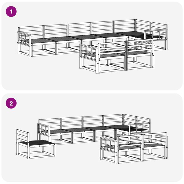 Kültéri kanapé szett 8 pcs Természetes Tömör Akácfa