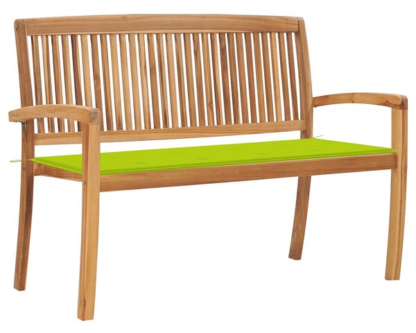 Tömör tíkfa rakásolható kerti pad párnával 128,5 cm