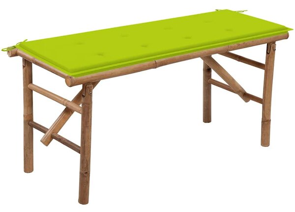 Összecsukható bambusz kerti pad párnával 118 cm