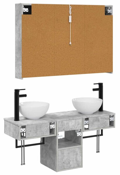 Fürdőszobai Szekrény Szett 4 pcs Betonszürke