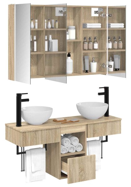 Fürdőszobai Szekrény Szett 4 pcs Sonoma Tölgy