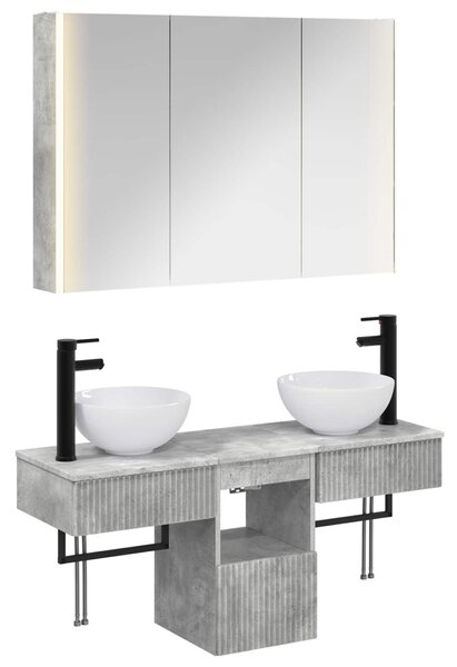 Fürdőszobai Szekrény Szett 4 pcs Betonszürke