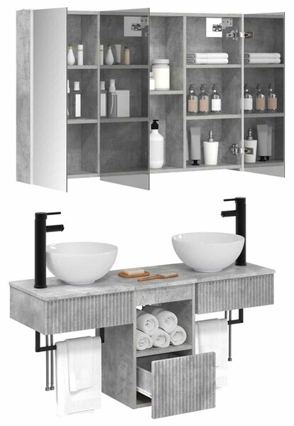Fürdőszobai Szekrény Szett 4 pcs Betonszürke