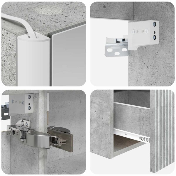 Fürdőszobai Szekrény Szett 4 pcs Betonszürke