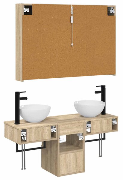 Fürdőszobai Szekrény Szett 4 pcs Sonoma Tölgy