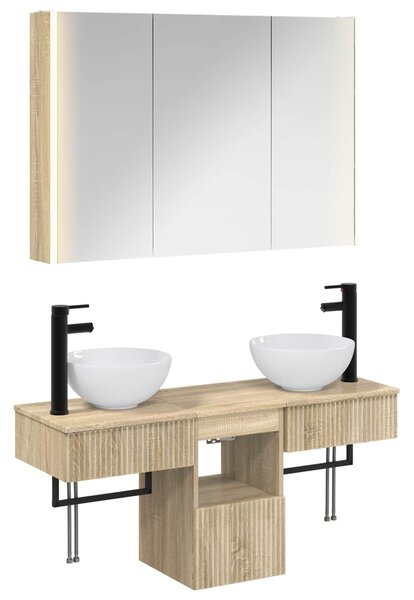 Fürdőszobai Szekrény Szett 4 pcs Sonoma Tölgy