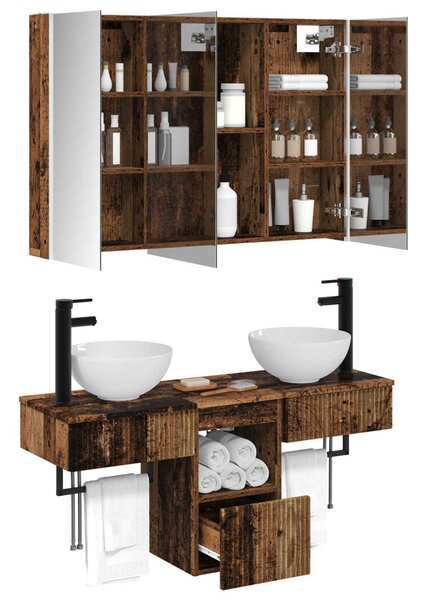 Fürdőszobai Szekrény Szett 4 pcs Antik Fa 103,5 x 15,5 x 70 cm