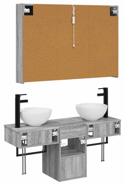 Fürdőszobai Szekrény Szett 4 pcs Szürke Sonoma