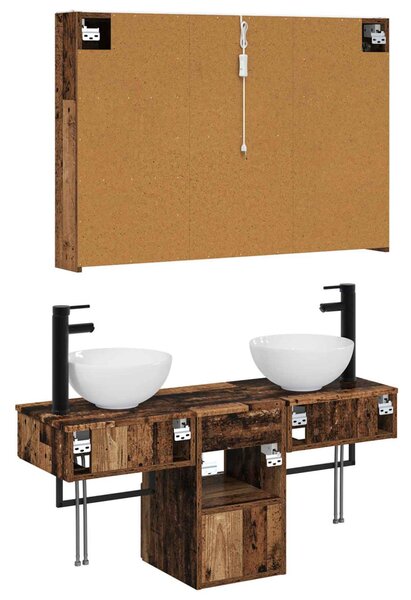 Fürdőszobai Szekrény Szett 4 pcs Antik Fa 103,5 x 15,5 x 70 cm