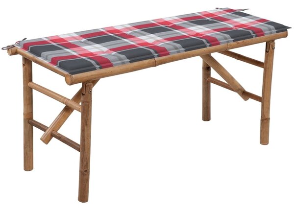 Összecsukható bambusz kerti pad párnával 118 cm