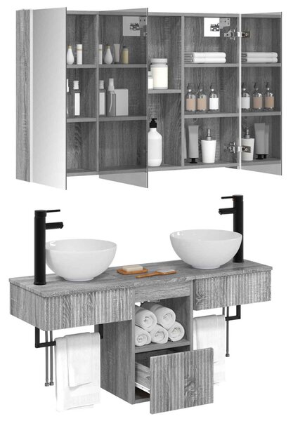 Fürdőszobai Szekrény Szett 4 pcs Szürke Sonoma