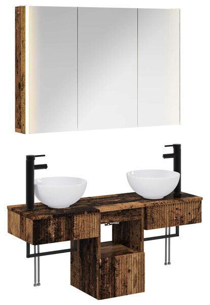 Fürdőszobai Szekrény Szett 4 pcs Antik Fa 103,5 x 15,5 x 70 cm