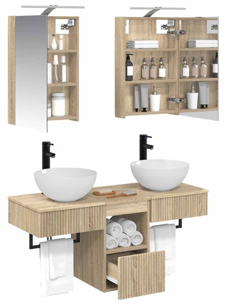 Fürdőszobai Szekrény Szett 5 pcs Sonoma Tölgy