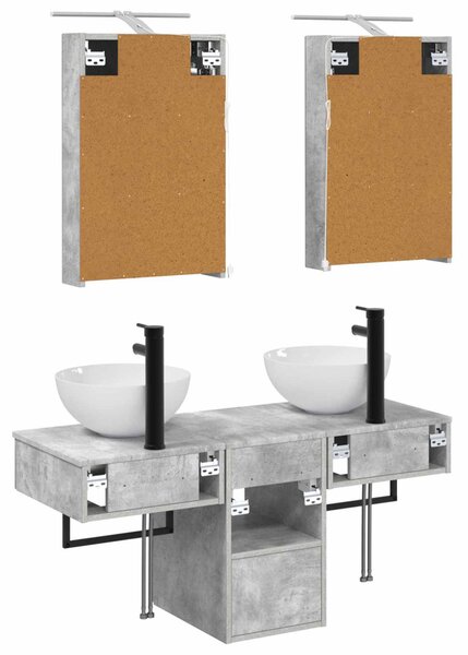 Fürdőszobai Szekrény Szett 5 pcs Betonszürke