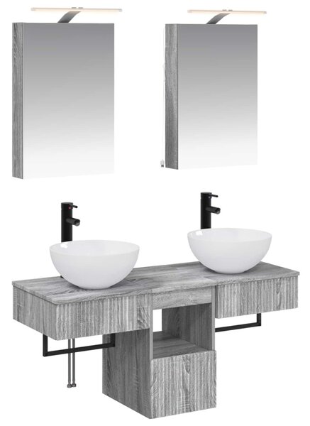 Fürdőszobai Szekrény Szett 5 pcs Szürke Sonoma
