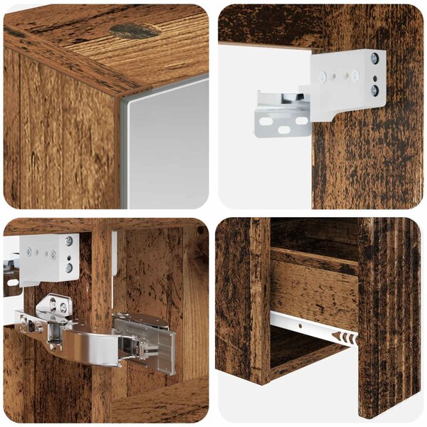 Fürdőszobai Szekrény Szett 5 pcs Antik Fa 43 x 16 x 62,5 cm