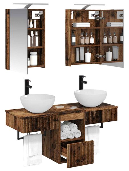 Fürdőszobai Szekrény Szett 5 pcs Antik Fa 40 x 10,5 x 60,5 cm