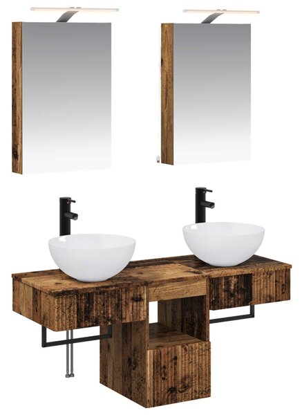 Fürdőszobai Szekrény Szett 5 pcs Antik Fa 40 x 10,5 x 60,5 cm