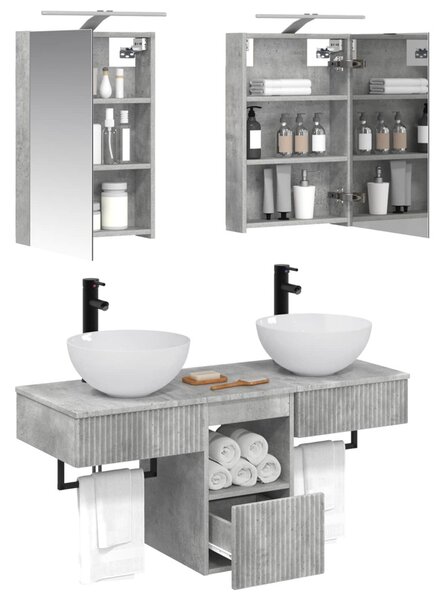 Fürdőszobai Szekrény Szett 5 pcs Betonszürke