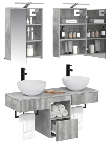 Fürdőszobai Szekrény Szett 5 pcs Betonszürke 43 x 16 x 62,5 cm