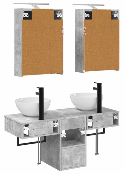 Fürdőszobai Szekrény Szett 5 pcs Betonszürke 43 x 16 x 62,5 cm
