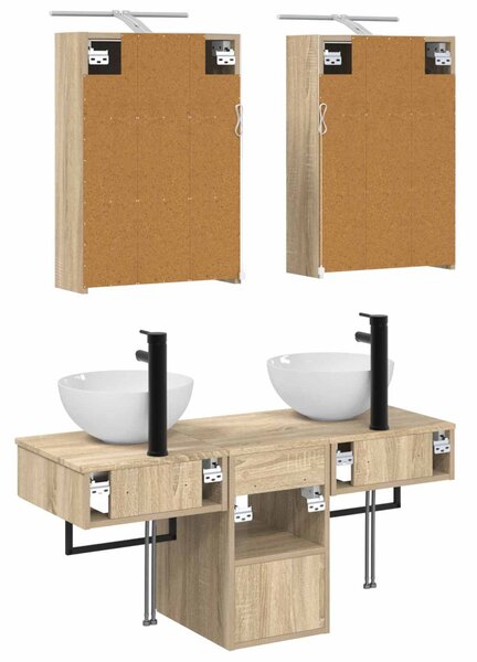 Fürdőszobai Szekrény Szett 5 pcs Sonoma Tölgy 43 x 16 x 62,5 cm