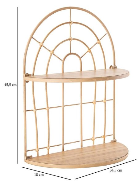 Fali polc, félkör alakú, rattan - CAGE