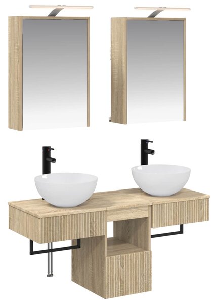 Fürdőszobai Szekrény Szett 5 pcs Sonoma Tölgy 43 x 16 x 62,5 cm