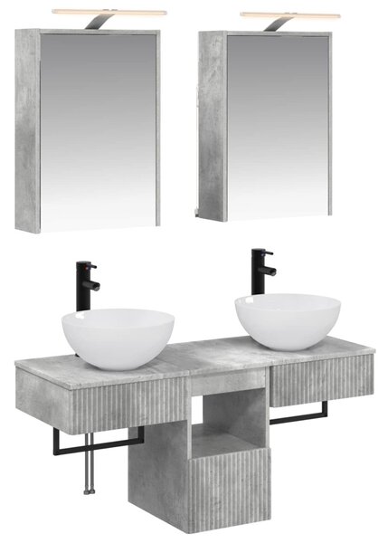 Fürdőszobai Szekrény Szett 5 pcs Betonszürke 43 x 16 x 62,5 cm