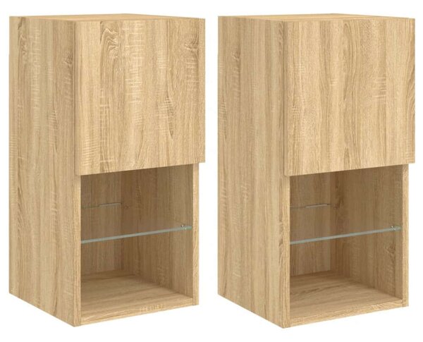 VidaXL 2 db sonoma-tölgy színű TV-szekrény LED-lámpákkal 30,5x30x60 cm