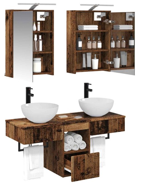 Fürdőszobai Szekrény Szett 5 pcs Antik Fa 43 x 16 x 62,5 cm