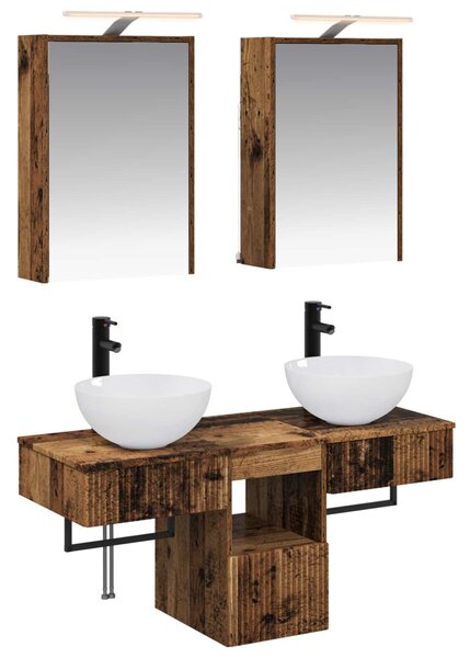 Fürdőszobai Szekrény Szett 5 pcs Antik Fa 43 x 16 x 62,5 cm