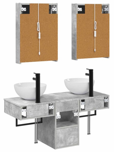 Fürdőszobai Szekrény Szett 5 pcs Betonszürke