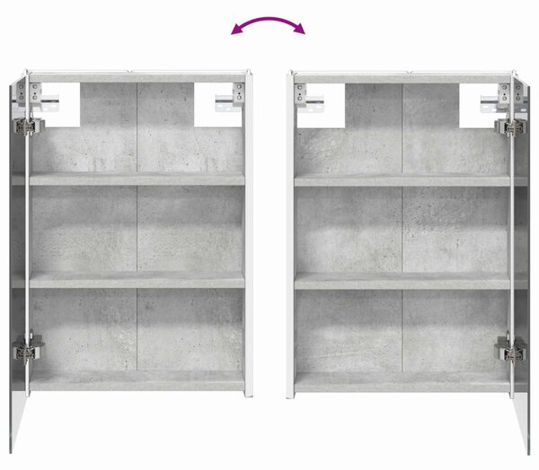 Fürdőszoba bútor szett 4 pcs Betonszürke Szerelt fa és Üveg