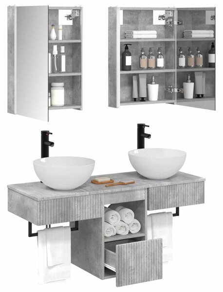 Fürdőszobai Szekrény Szett 5 pcs Betonszürke