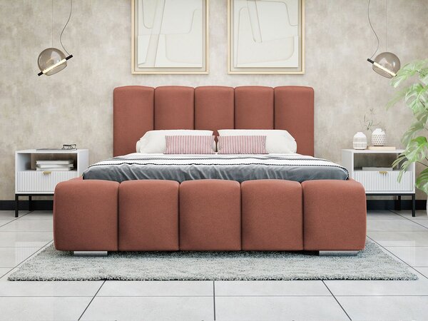 Franciaágy 160 cm Leskana (terakota) (ágyráccsal) (tárolóhellyel)