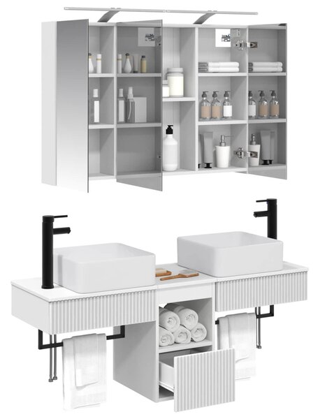 Fürdőszobai Szekrény Szett 4 pcs Fehér 100 x 14,5 x 70 cm