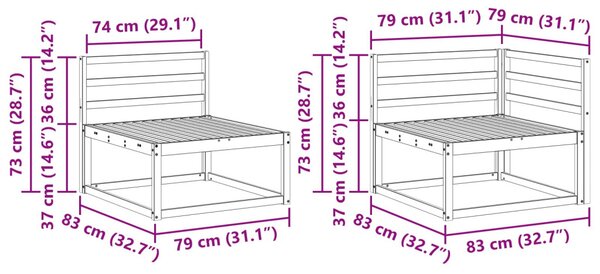 Kültéri kanapé szett 6 pcs Természetes Tömör Akácfa