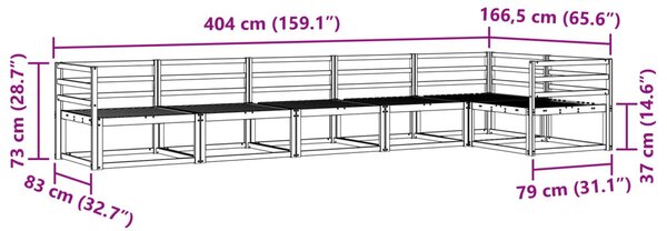 Kültéri kanapé szett 6 pcs Természetes Tömör Akácfa