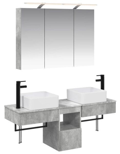 Fürdőszobai Szekrény Szett 4 pcs Betonszürke 100 x 14,5 x 70 cm