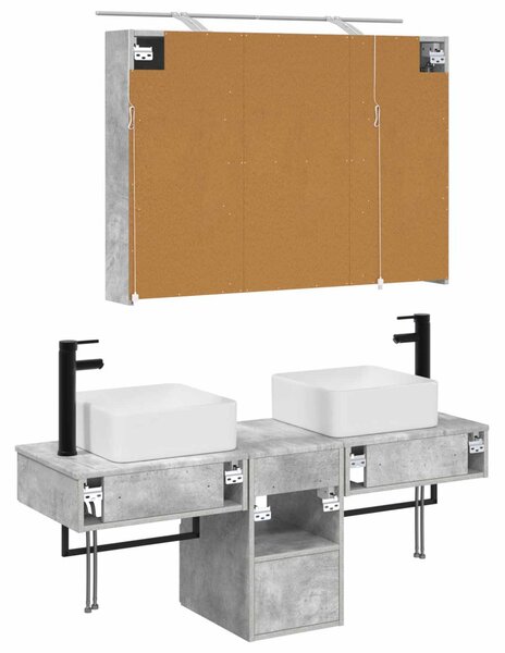 Fürdőszobai Szekrény Szett 4 pcs Betonszürke 100 x 14,5 x 70 cm