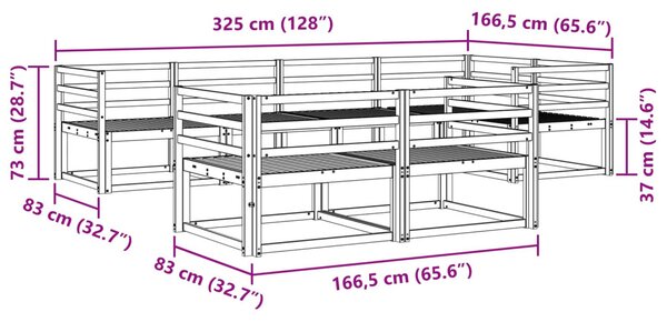 Kültéri kanapé szett 7 pcs Természetes Tömör Akácfa