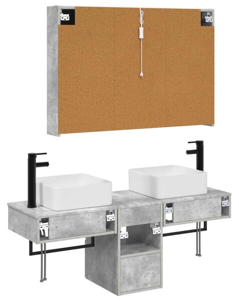 Fürdőszobai Szekrény Szett 4 pcs Betonszürke